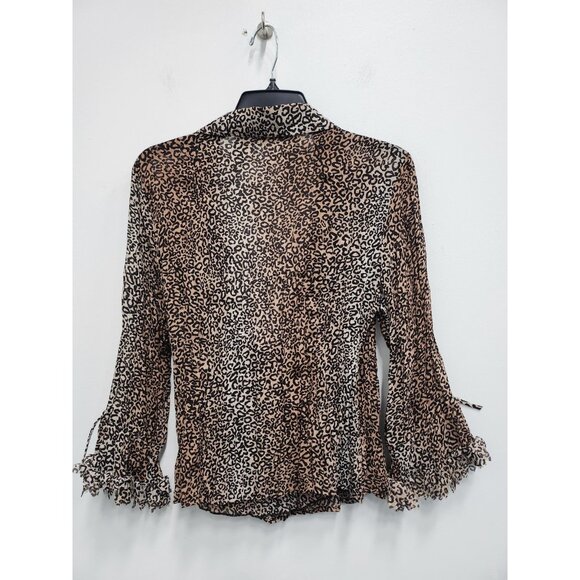 Y2K Violet & Claire Womens Top Large Brown Black Animal Print Fringe Whimsygoth - Picture 7 of 10